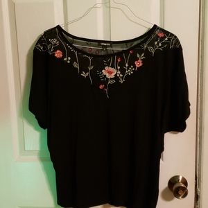 Express Black Flowery Blouse